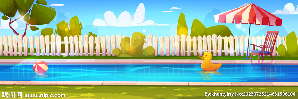 卡通游泳池背景