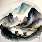 中国传统制茶图