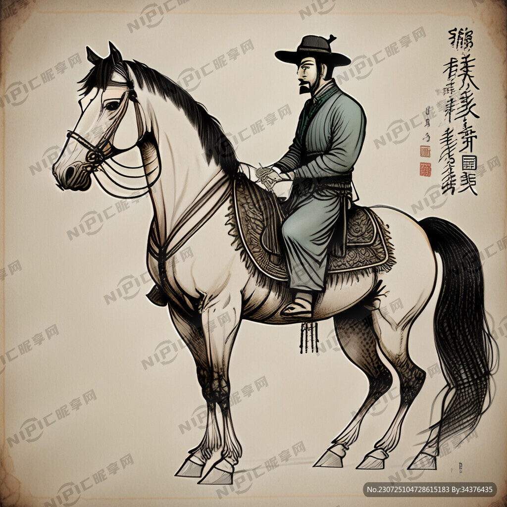 中国古代马帮 手绘线稿