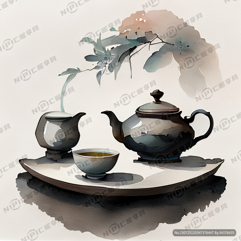 中式茶插画
