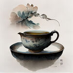 中式茶插画