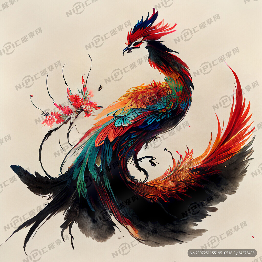 中式古典凤凰插画