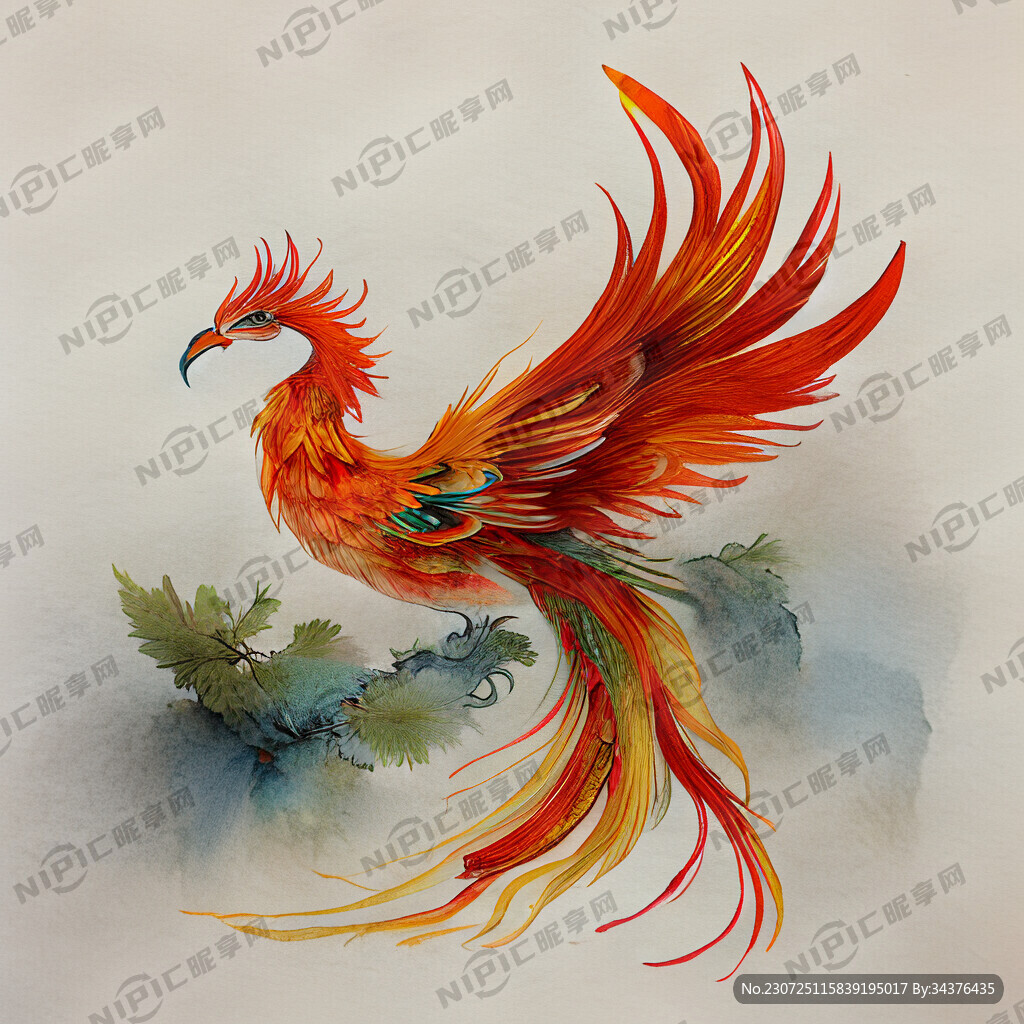 中式古典凤凰插画