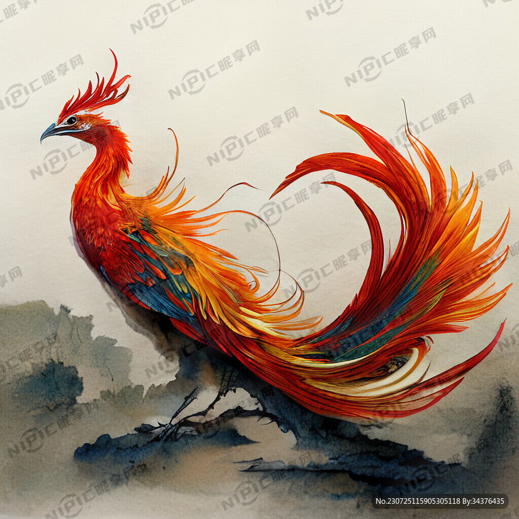 中式古典凤凰插画