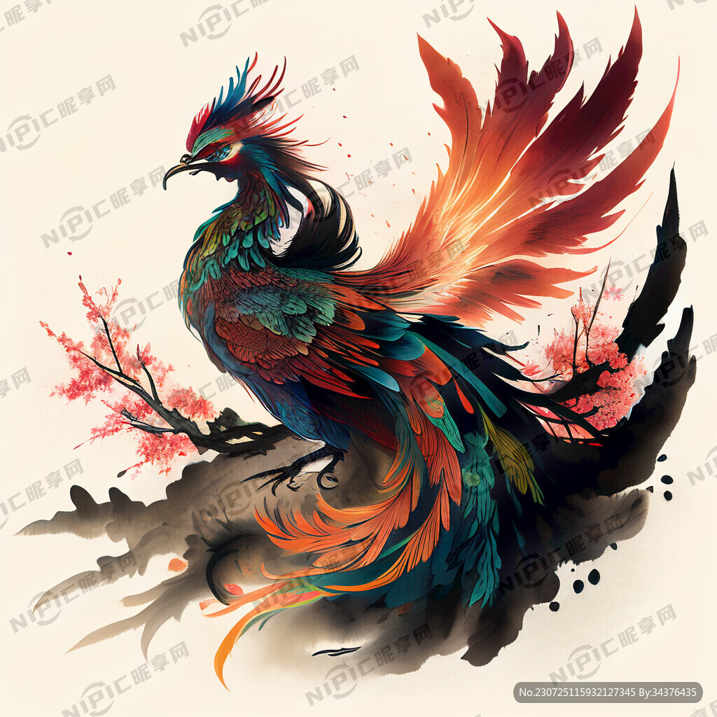 中式古典凤凰插画