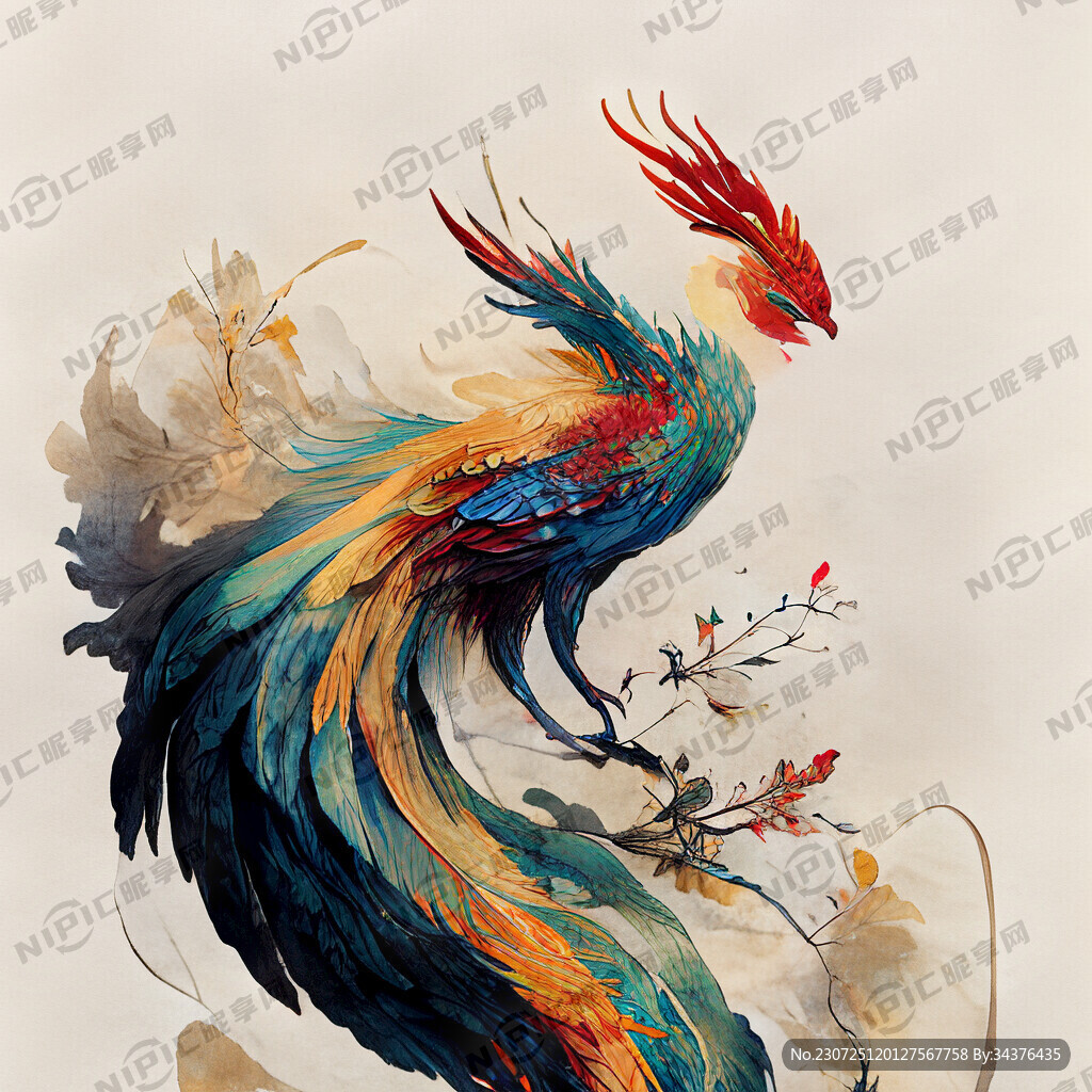 中式古典凤凰插画