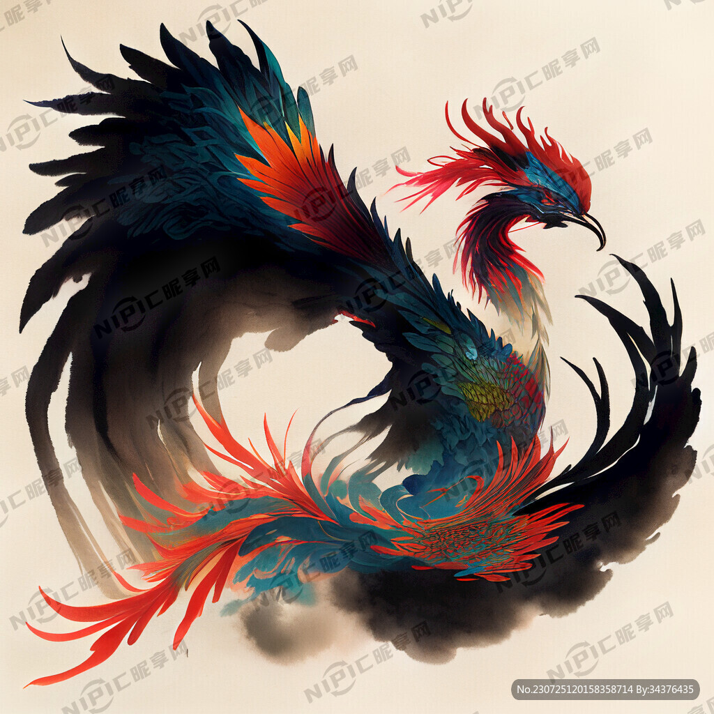 中式古典凤凰插画