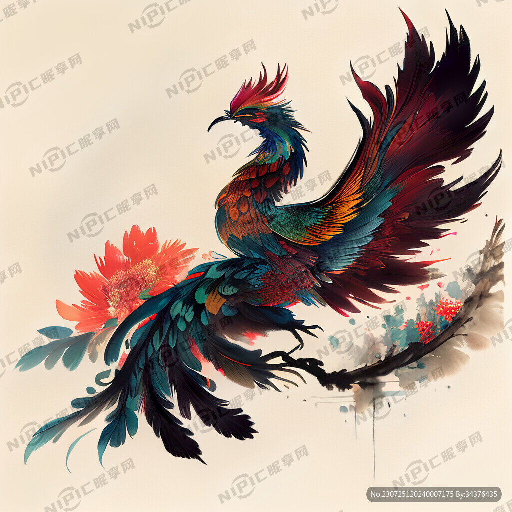 中式古典凤凰插画
