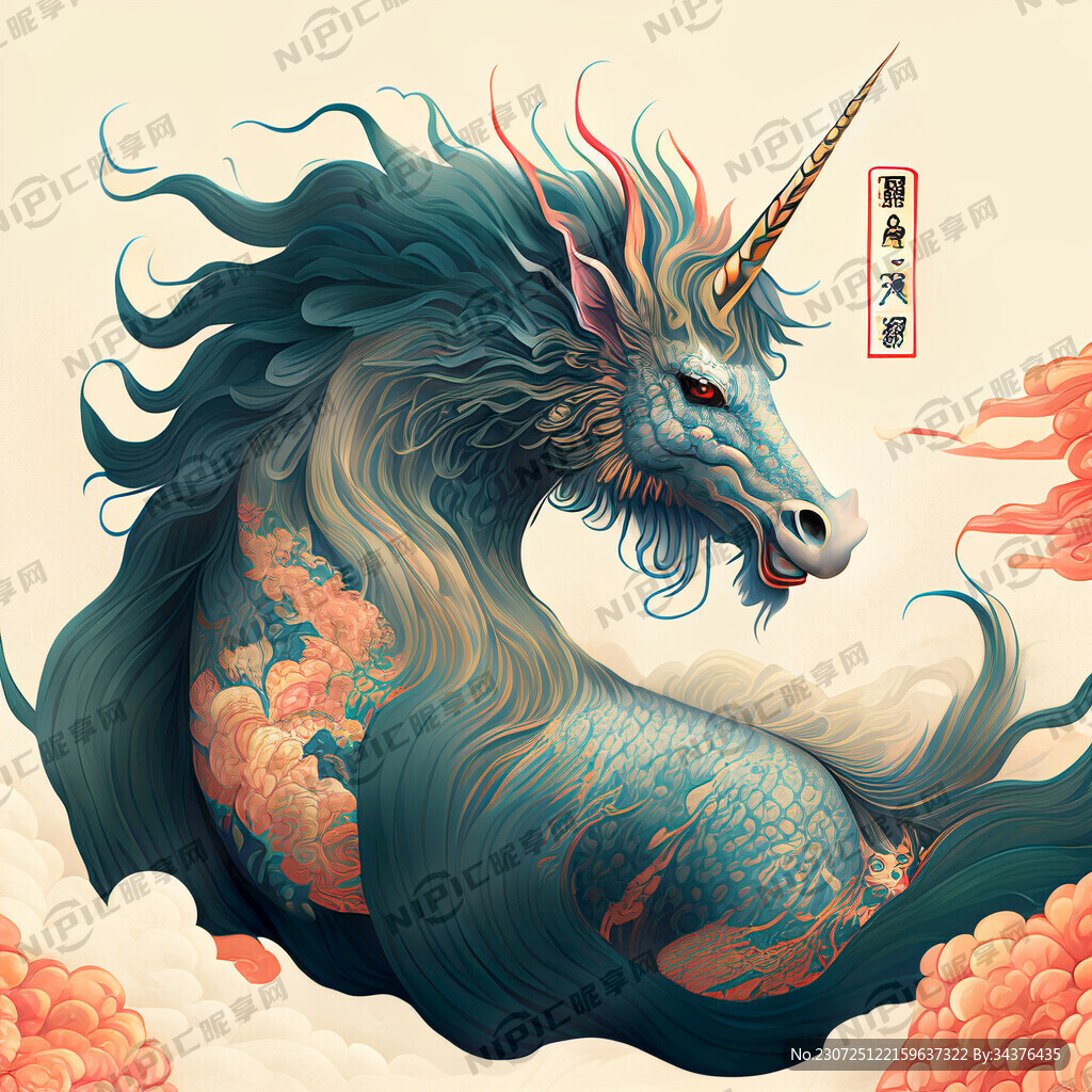 AI创作图麒麟插画nipic.com-昵图网