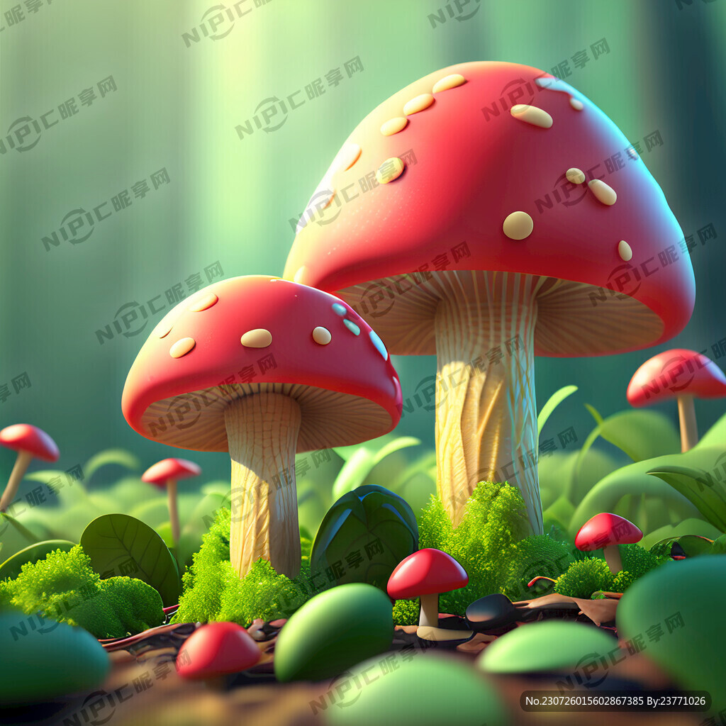 冰淇淋 红色蘑菇 蔬菜森林