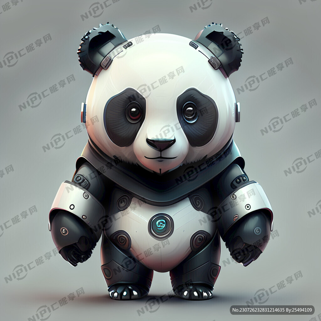 漂亮的熊猫机器人吉祥物