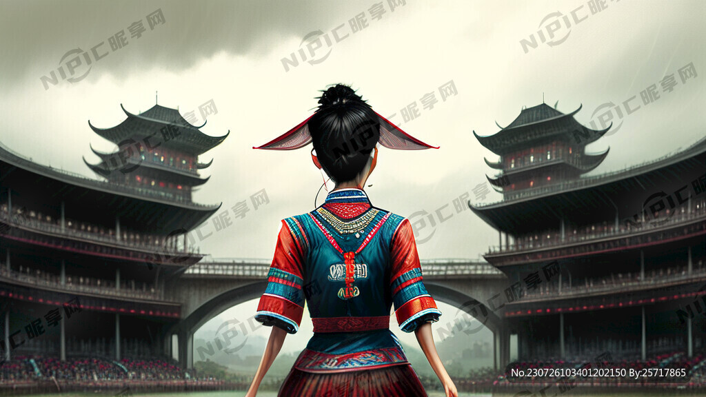 苗族美女踢足球在球场上