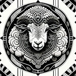 藏羊黑白线条图腾花纹