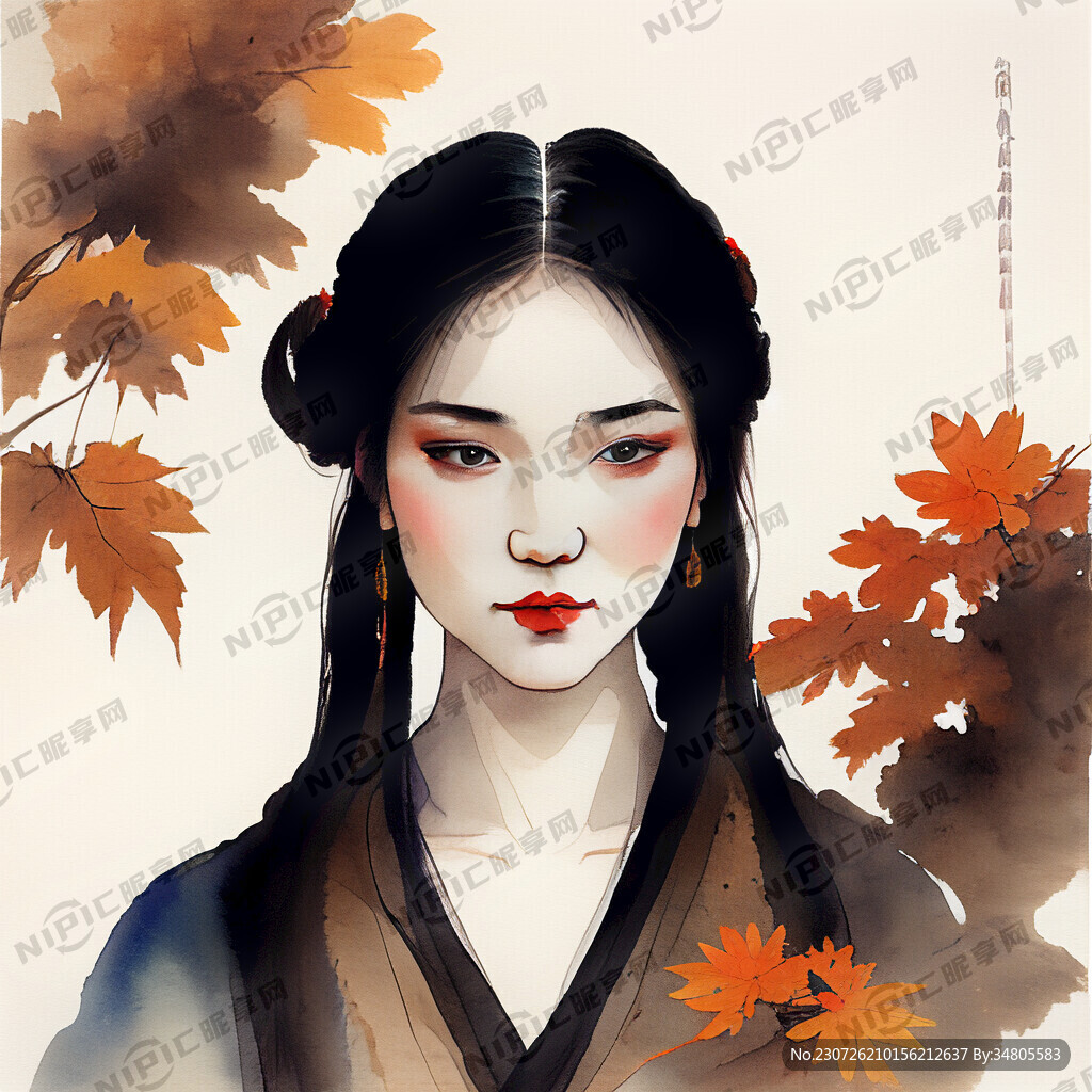 中秋插画美女