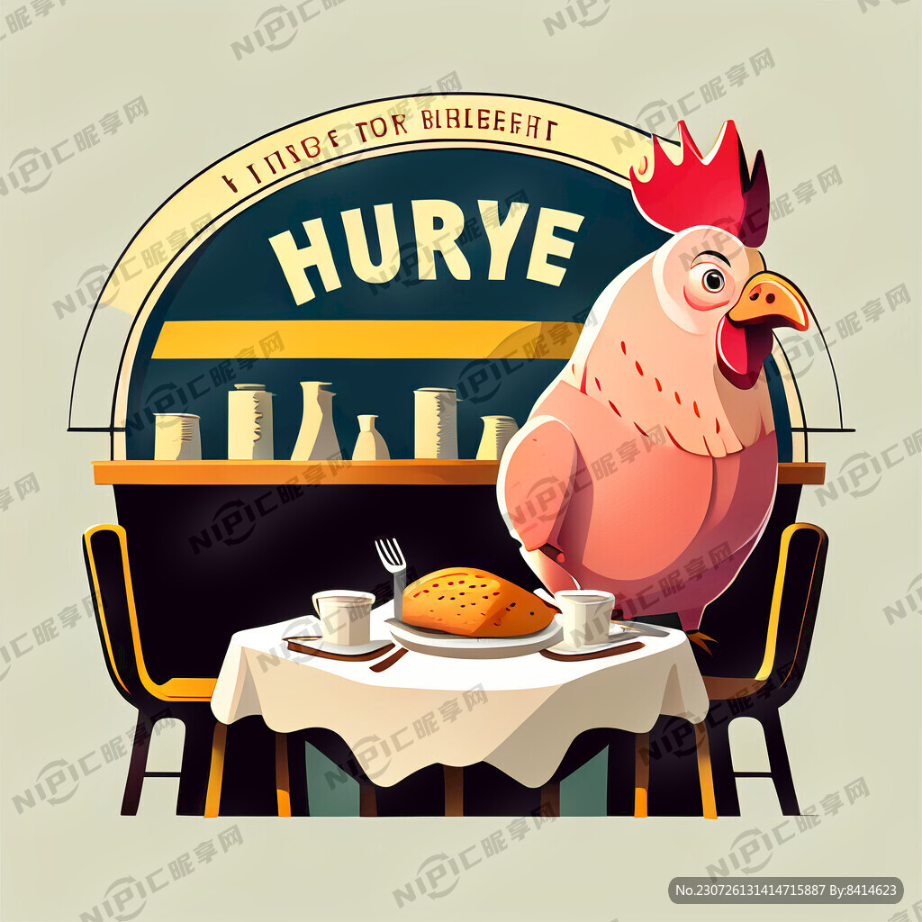 鸡猪矢量图 餐馆广告素材
