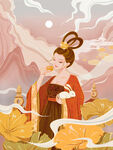 手绘嫦娥插画