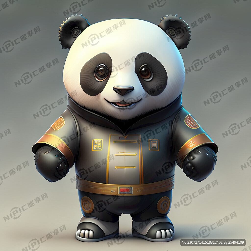 喜气洋洋的男机器熊猫吉祥物