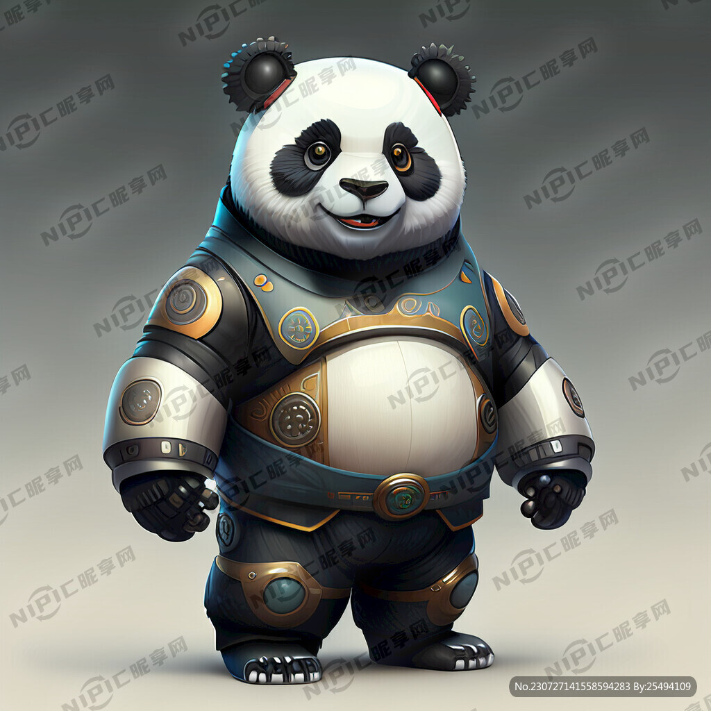 喜气洋洋的男机器熊猫吉祥物