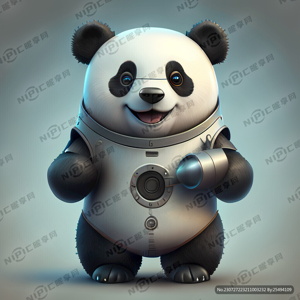 快乐的机器熊猫父亲吉祥物