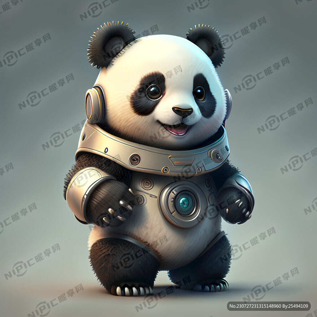 快乐的机器熊猫宝宝吉祥物