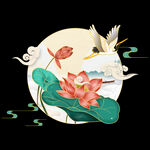 荷花仙鹤 
