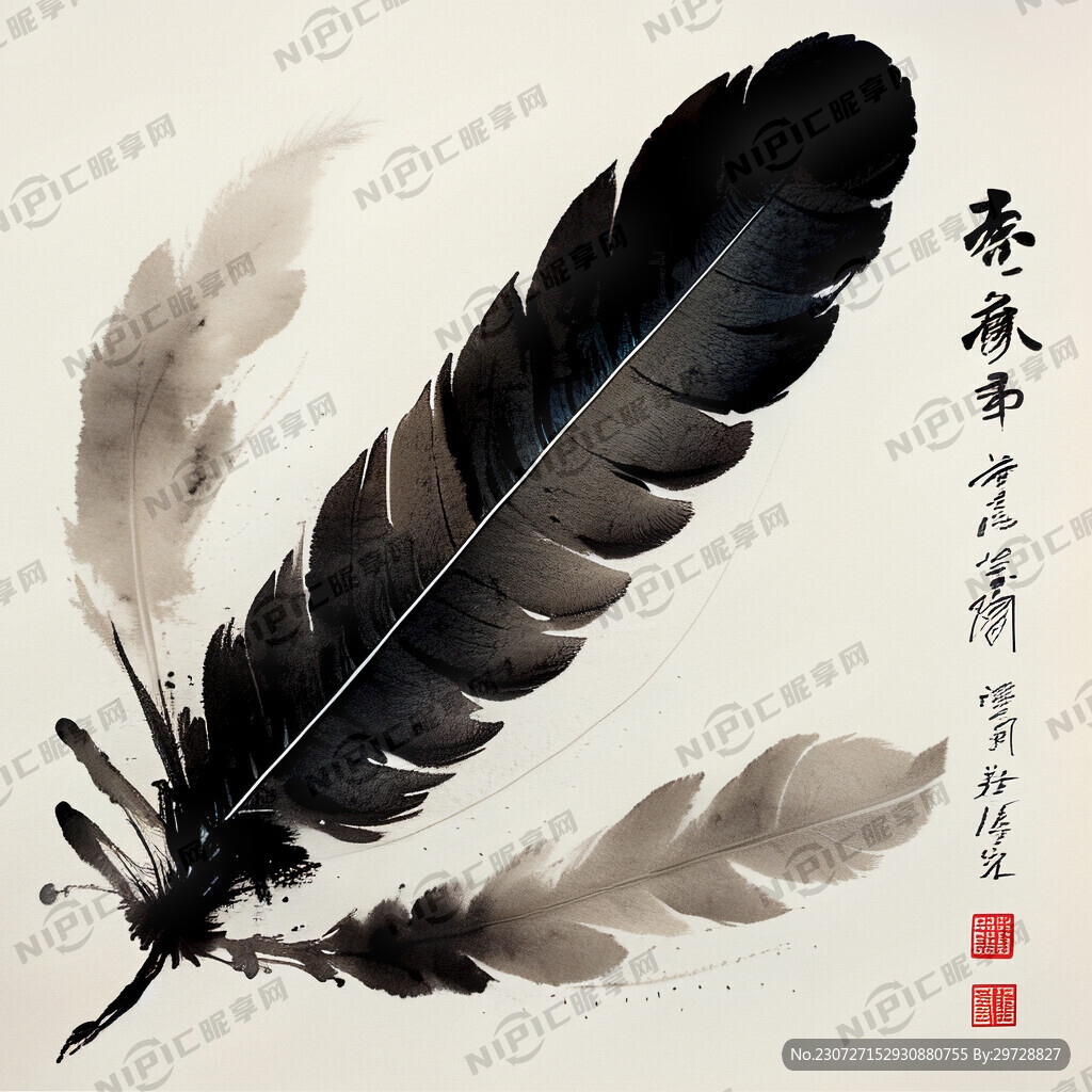 羽毛球 国画 水墨 中国风