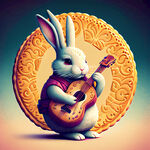 抱着吉他的兔子月饼图案