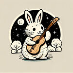 抱着吉他的兔子月饼简笔画图案