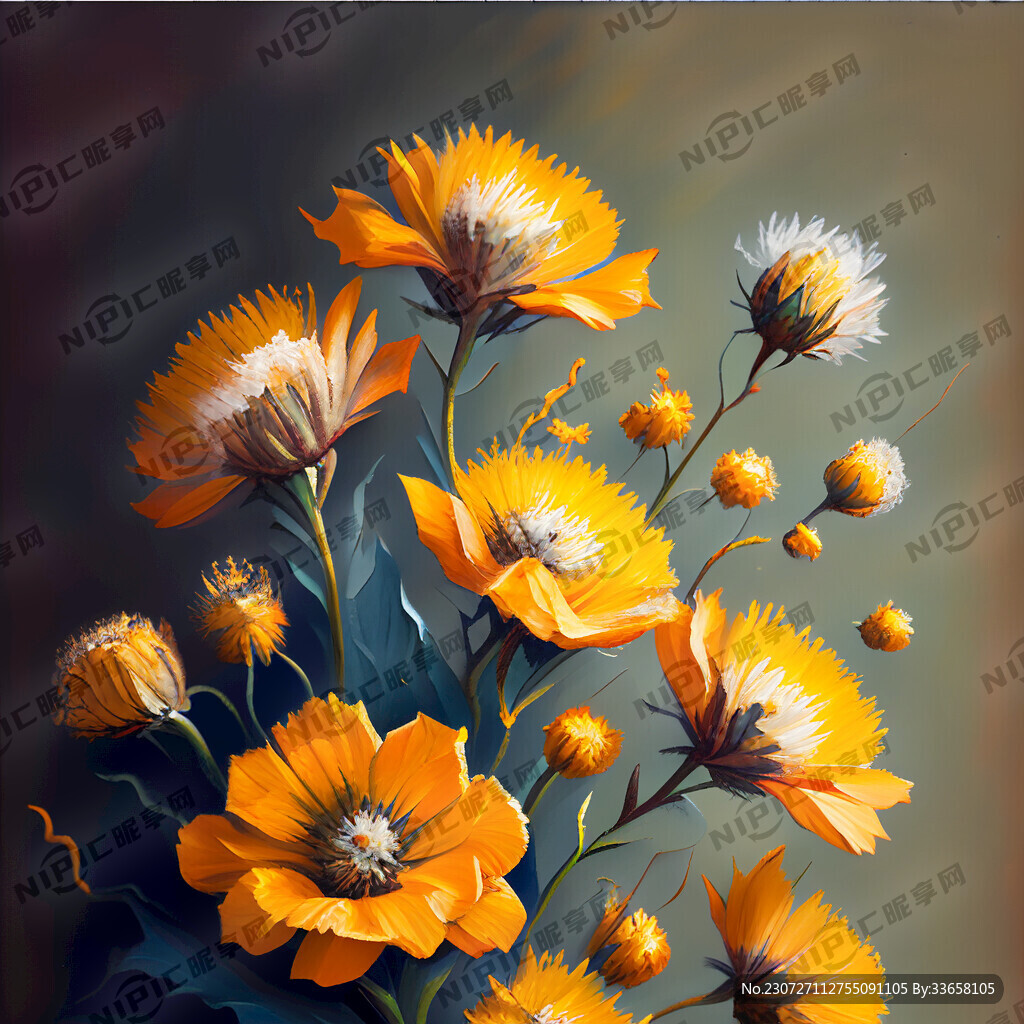 帝王花油画