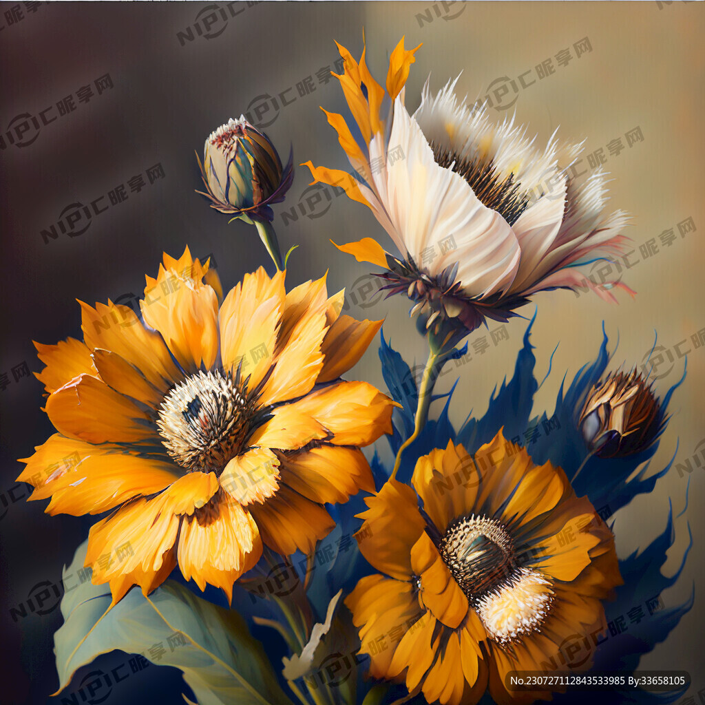 帝王花油画