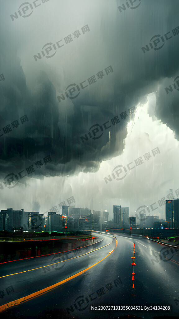 台风天暴雨天城市公路