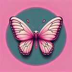 一只嫩粉色卡通蝴蝶为重点，蝴蝶不要可爱风格，需要为整体画面为粉红色，不要花，背景可以为粉色梦幻云彩适合当作背景，整体画面干净整洁，可以用来做假睫毛卡纸背景