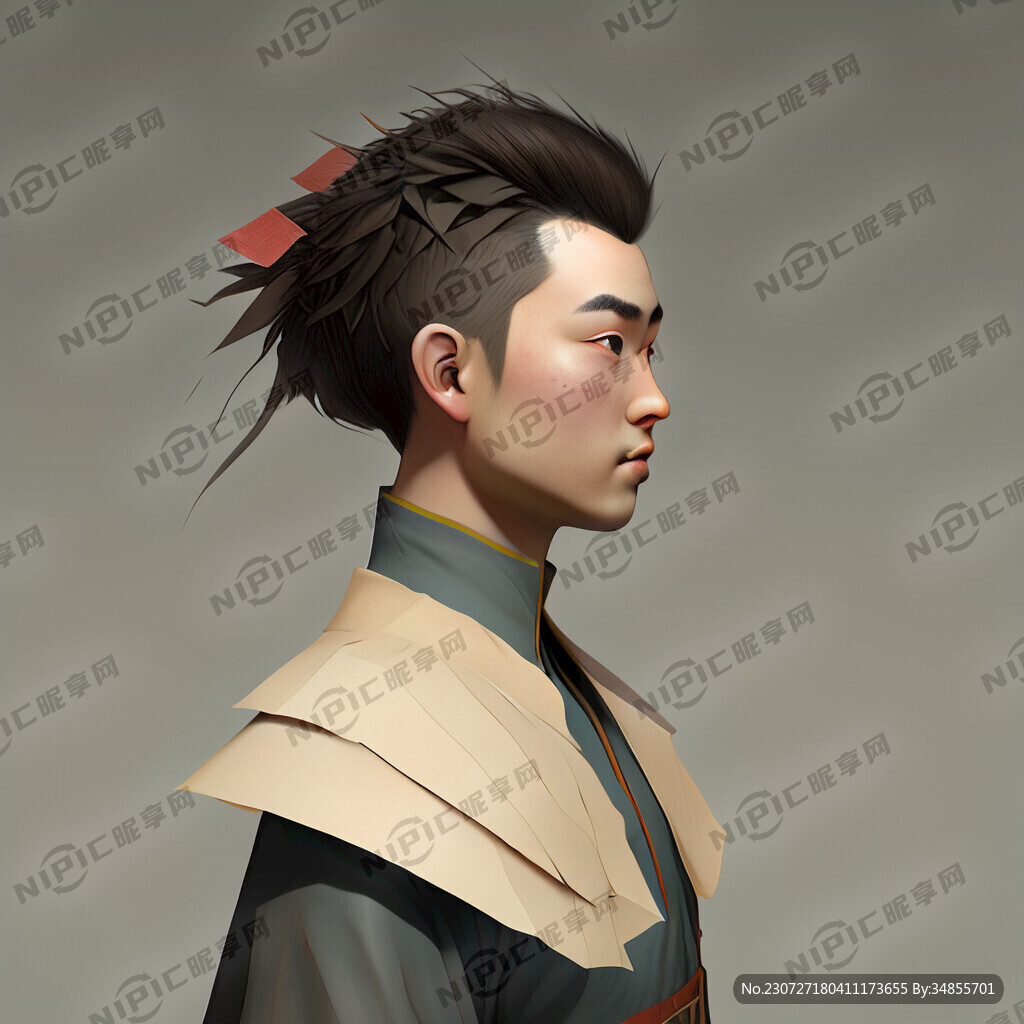 人物全侧面 以纸张为头发