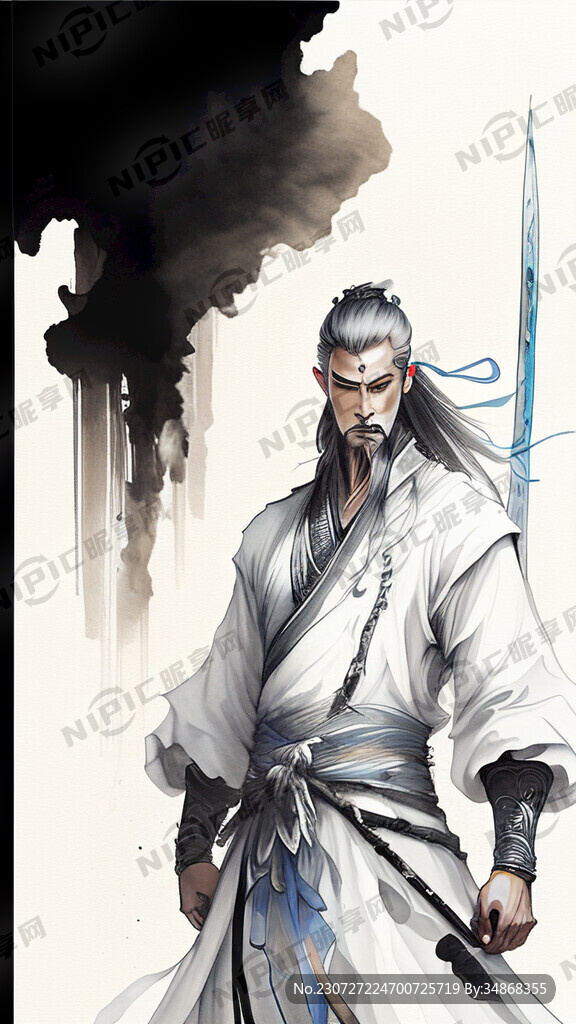 华丽装饰 东方面孔男子 背影