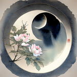 中国风，花好月圆，艺术字
