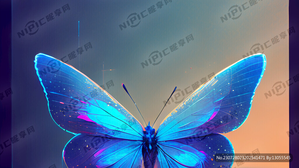 蓝蝴蝶 波点 赛博朋克 渐变色
