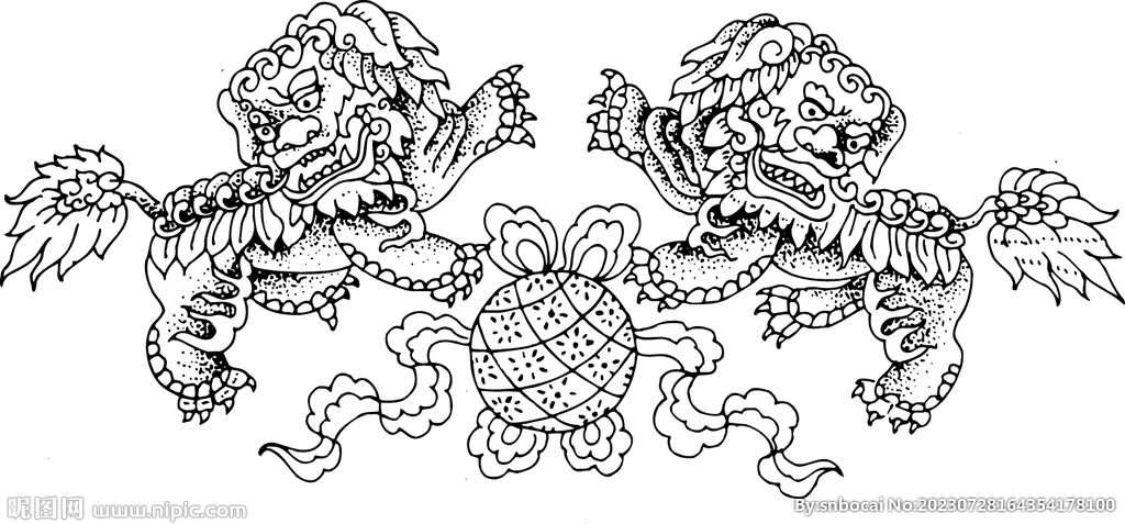古典花纹 寿  舞狮