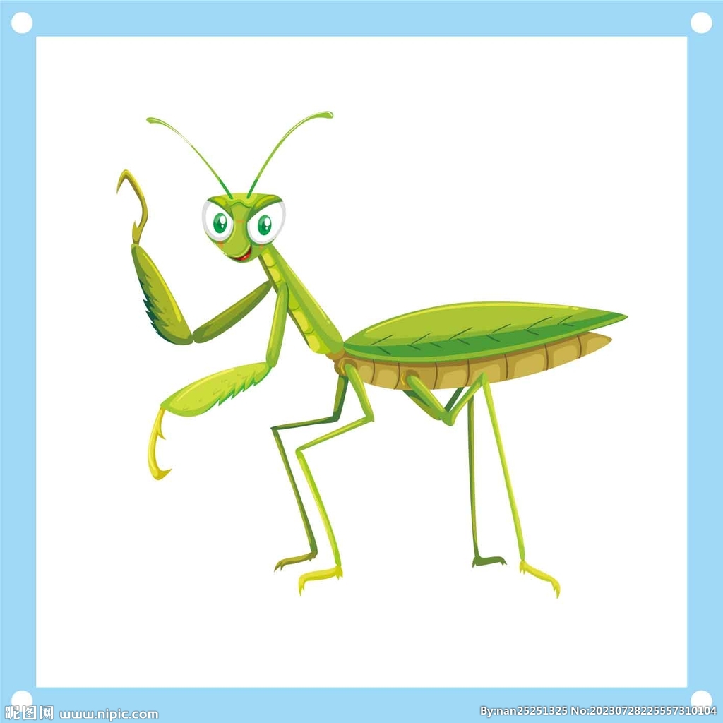 可爱的螳螂卡通图片素材