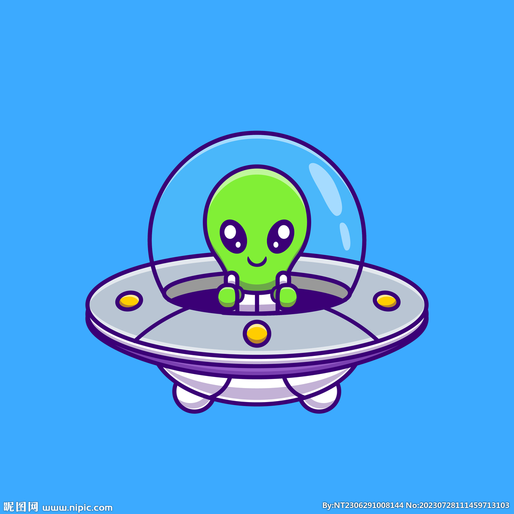 可爱卡通外星人UFO