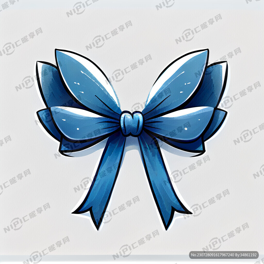 白色背景蓝色蝴蝶结 可爱简单