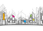 抽象建筑插画背景