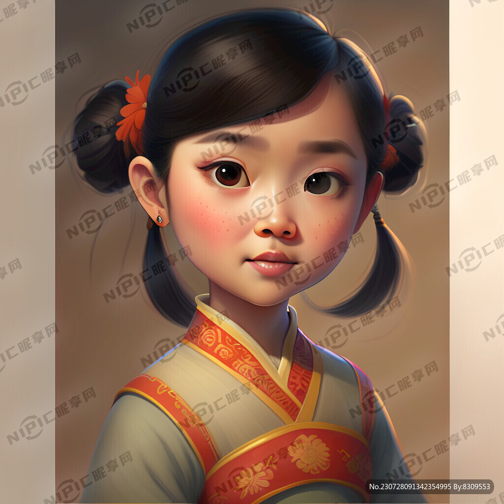 皮克斯风格 一个美丽可爱的女孩