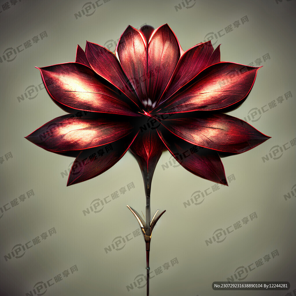 金属质感 花 红色
