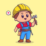 可爱卡通建筑工人