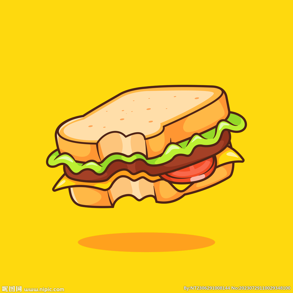 卡通三明治汉堡包