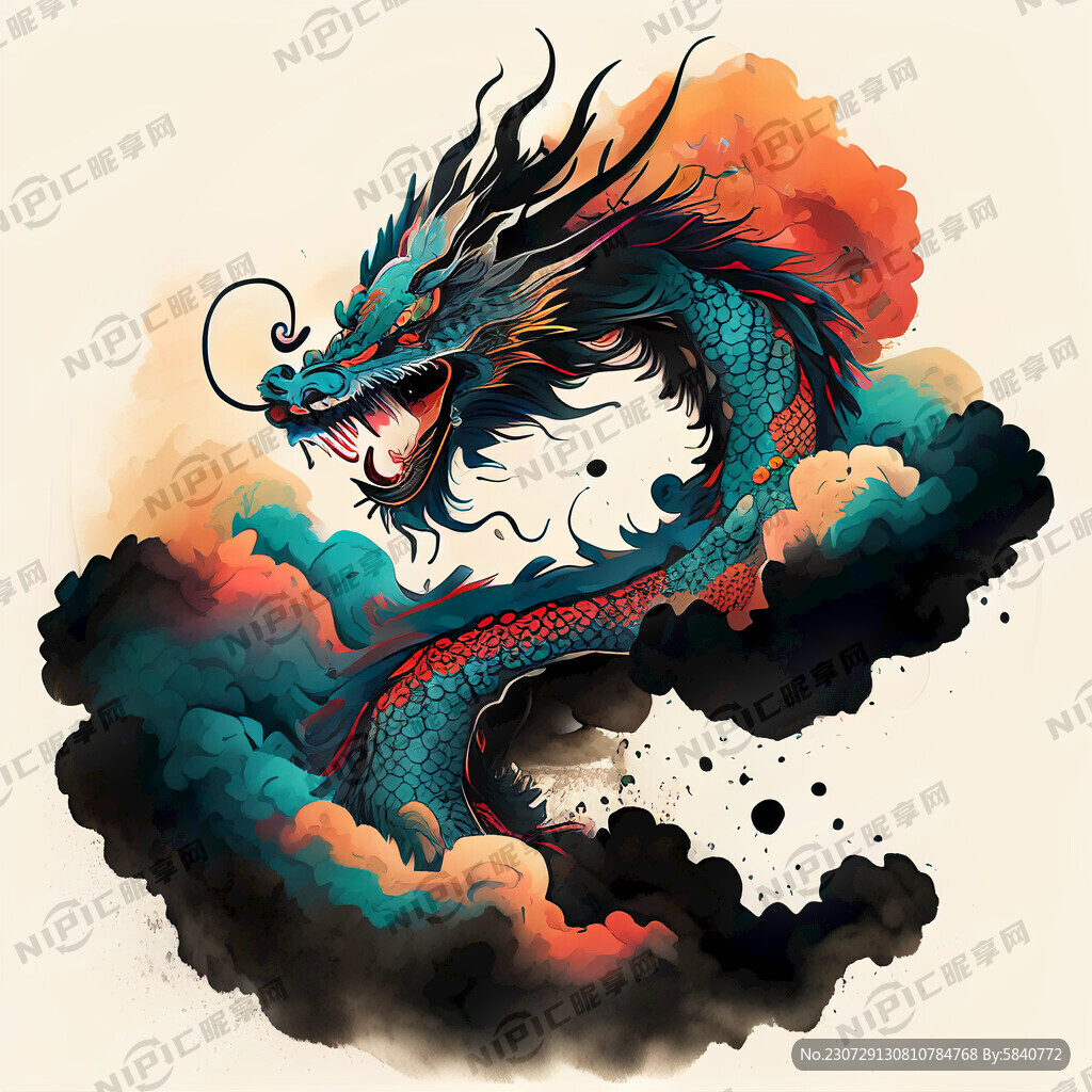 中国风 龙年 卡通 祥云