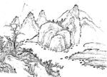 山水白描