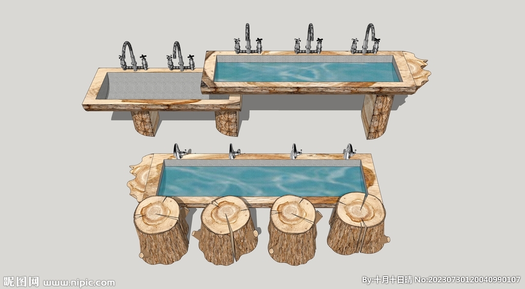 原木洗手池