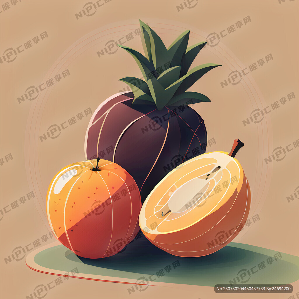 简洁线条水果