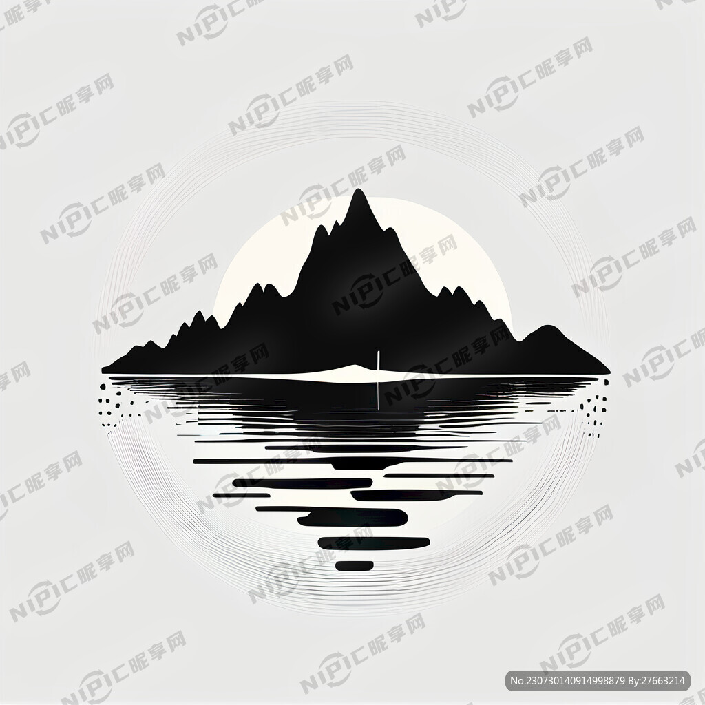 音韵与湖水与山的符号组合 极简